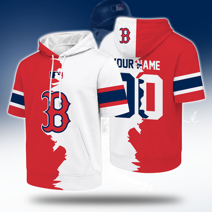 LIMITED EDITION - NEW CUSTOMIZED MLB03 BRS BOSTON RED SOX SHORT SLEEVE HOODIE