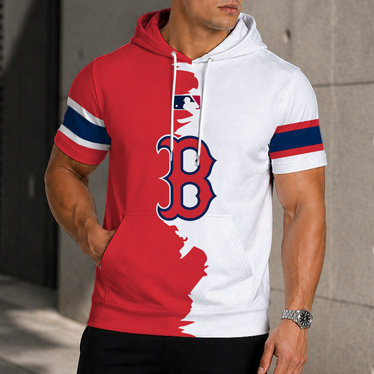 LIMITED EDITION - NEW CUSTOMIZED MLB03 BRS BOSTON RED SOX SHORT SLEEVE HOODIE