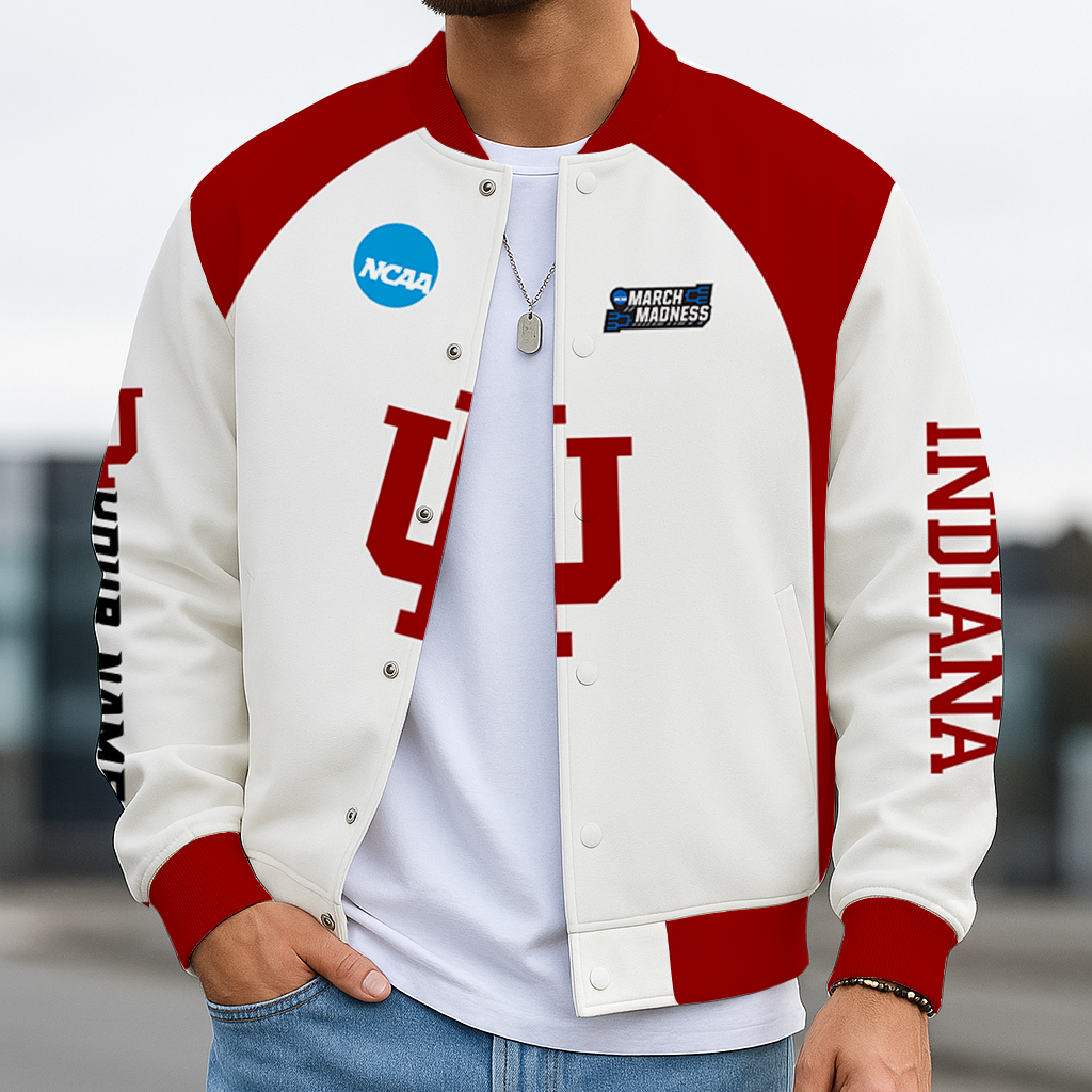 LIMITED EDITION - NEW CUSTOMIZED NCAA MAM03 IDH INDIANA HOOSIERS BASEBALL JACKET, SATIN VARSITY JACKET