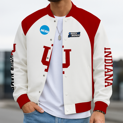 LIMITED EDITION - NEW CUSTOMIZED NCAA MAM03 IDH INDIANA HOOSIERS BASEBALL JACKET, SATIN VARSITY JACKET