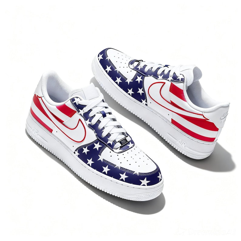 [HOT DEAL] NEW CUSTOMIZED PATRIOTIC AMERICAN FLAG AIR FORCE 1 SHOES
