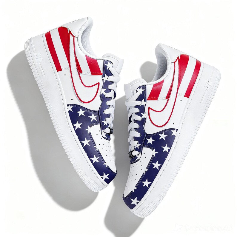 [HOT DEAL] NEW CUSTOMIZED PATRIOTIC AMERICAN FLAG AIR FORCE 1 SHOES