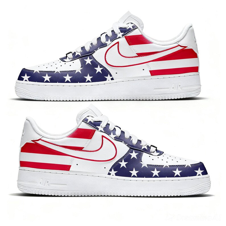 [HOT DEAL] NEW CUSTOMIZED PATRIOTIC AMERICAN FLAG AIR FORCE 1 SHOES