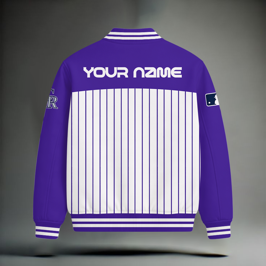 LIMITED EDITION - NEW CUSTOMIZED MLB30 COR COLORADO ROCKIES SNOOPY STYLE SATIN VARSITY & BASEBALL JACKET