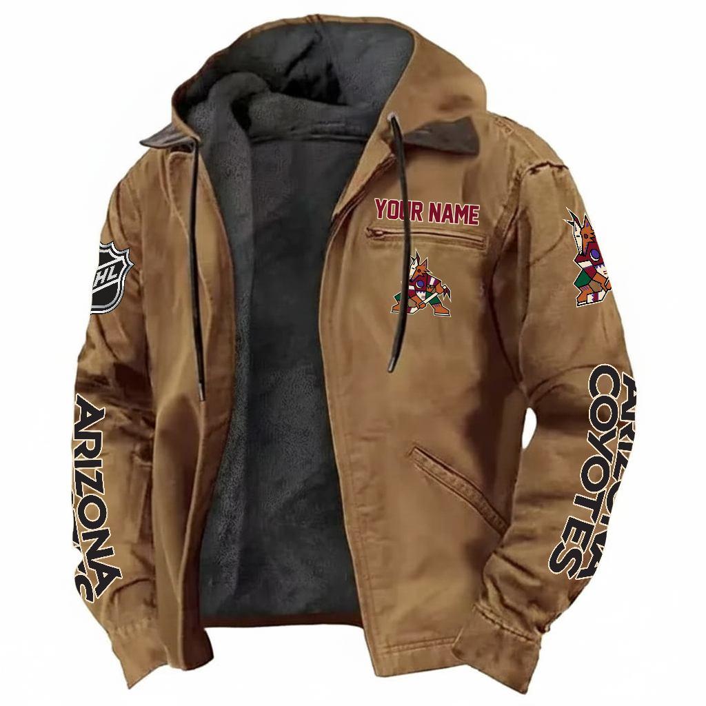 LIMITED EDITION - NEW CUSTOMIZED NHL30 AZC ARIZONA COYOTES HOODED CARDIGAN JACKET