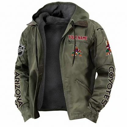 LIMITED EDITION - NEW CUSTOMIZED NHL30 AZC ARIZONA COYOTES HOODED CARDIGAN JACKET