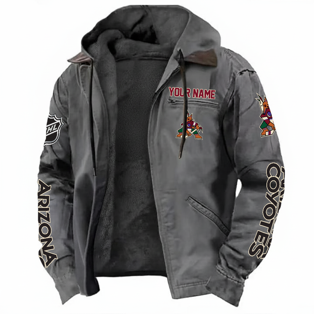 LIMITED EDITION - NEW CUSTOMIZED NHL30 AZC ARIZONA COYOTES HOODED CARDIGAN JACKET