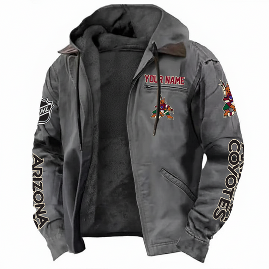 LIMITED EDITION - NEW CUSTOMIZED NHL30 AZC ARIZONA COYOTES HOODED CARDIGAN JACKET