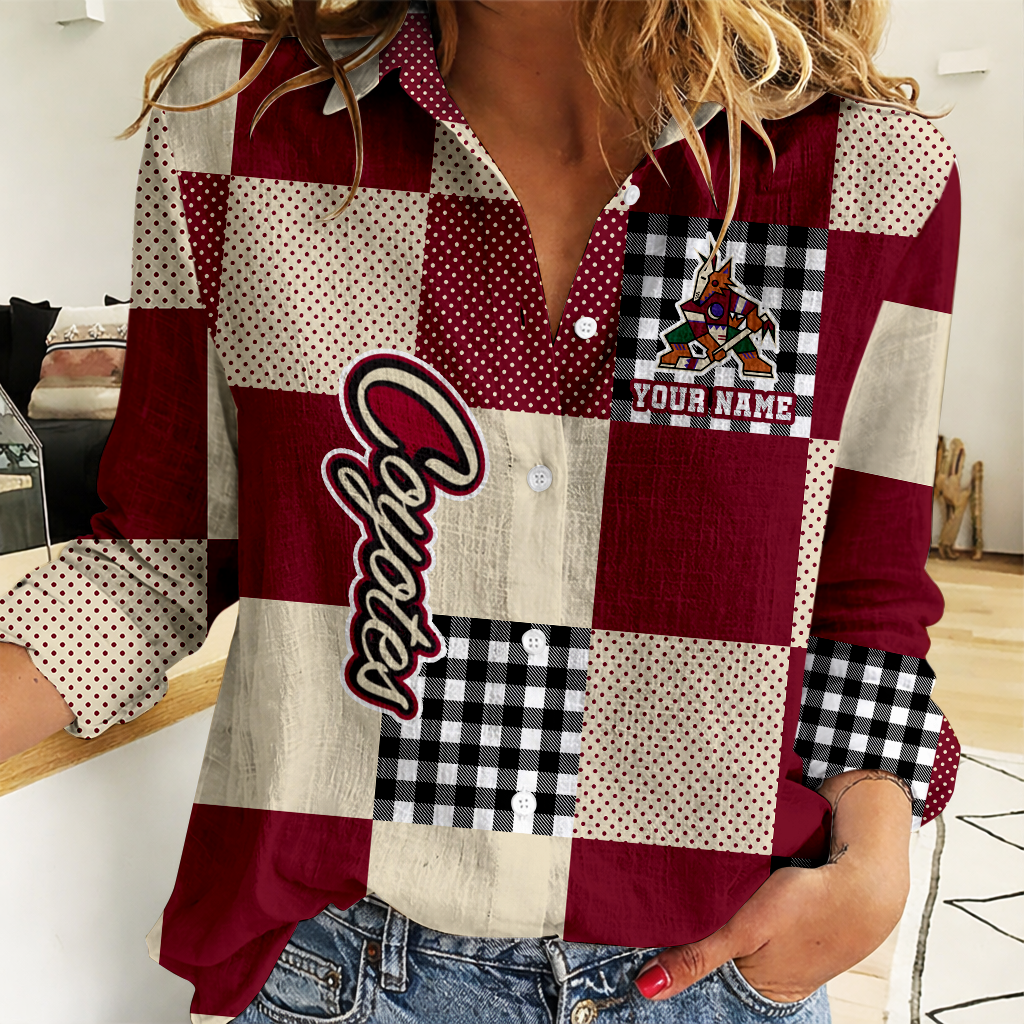 LIMITED EDITION - NEW CUSTOMIZED NHL30 AZC ARIZONA COYOTES WOMEN CASUAL SHIRT FOR FAN