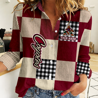 LIMITED EDITION - NEW CUSTOMIZED NHL30 AZC ARIZONA COYOTES WOMEN CASUAL SHIRT FOR FAN
