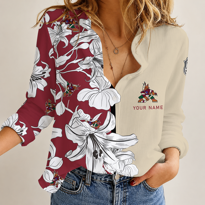 [SUPER SALE] NEW CUSTOMIZED NHL30 AZC ARIZONA COYOTES WOMEN CASUAL SHIRT