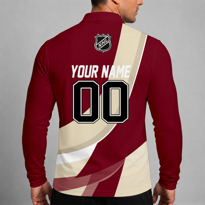 [SUPER SALE] NEW CUSTOMIZED NHL30 AZC ARIZONA COYOTES MEN LONG SLEEVE POLO