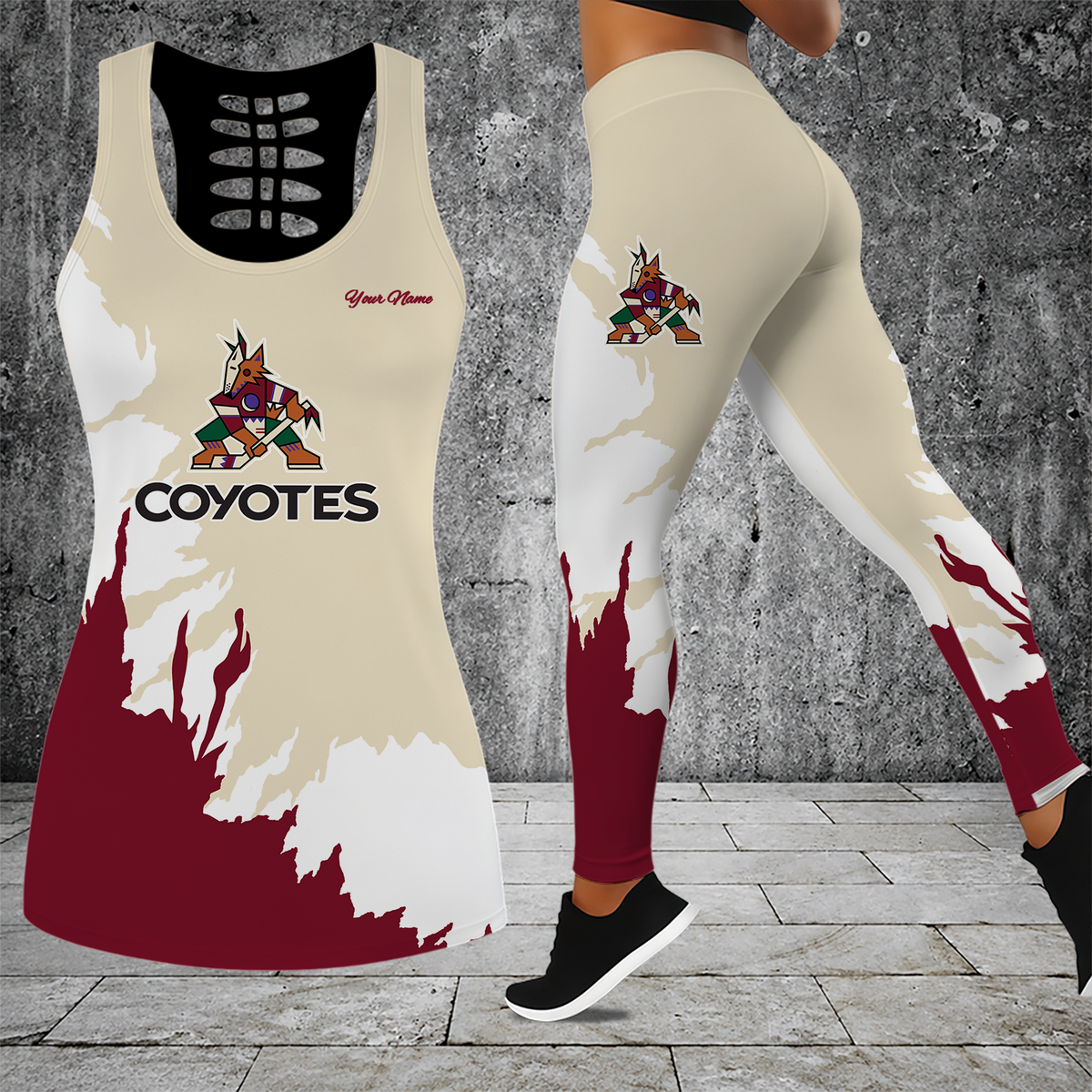 [SUPER SALE] NEW CUSTOMIZED NHL30 AZC ARIZONA COYOTES MEN'S DRAWSTRING CARGO SHORTS