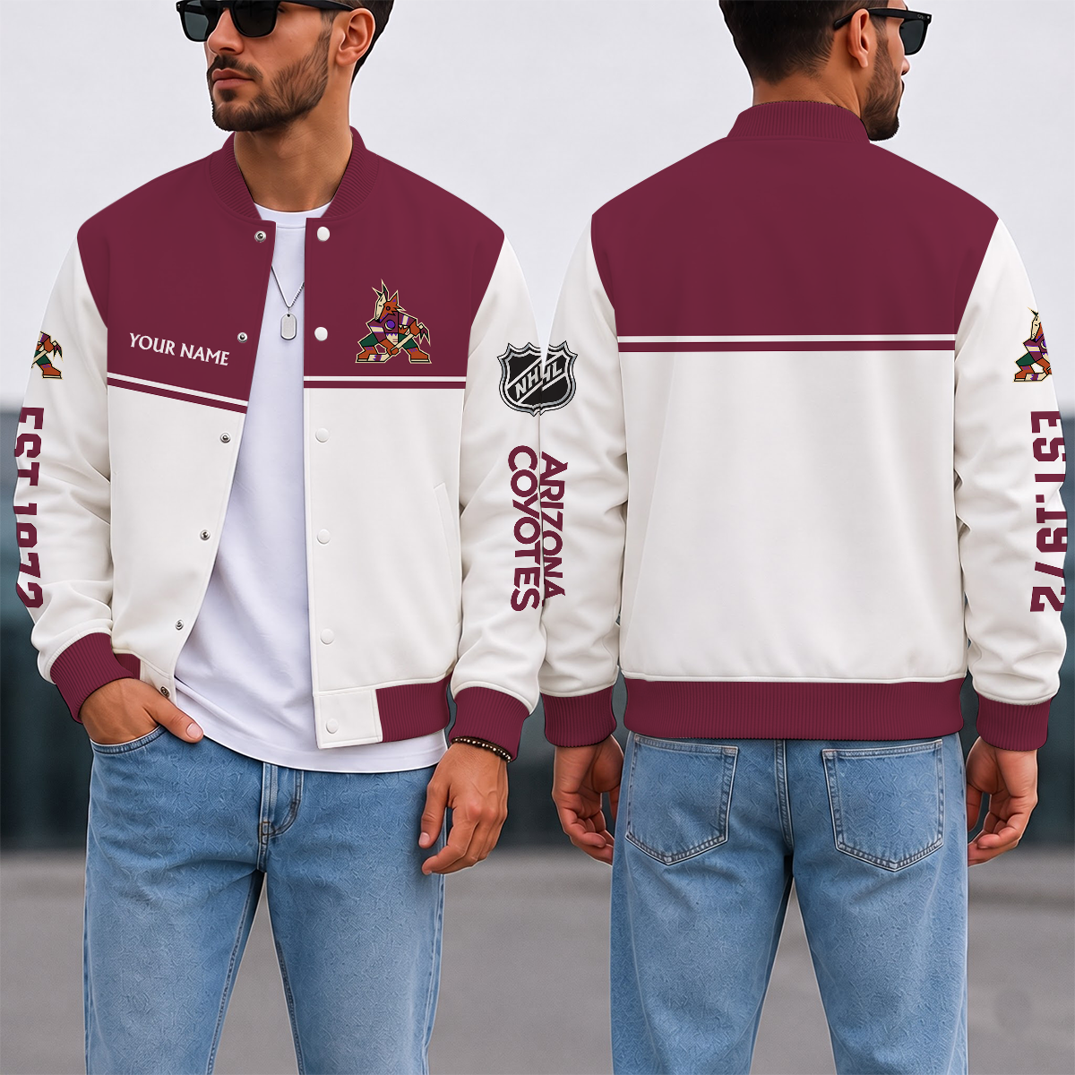 EXCLUSIVE EDITION - NEW CUSTOMIZED NHL30 AZC ARIZONA COYOTES SATIN VARSITY JACKET & BASEBALL JACKET