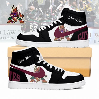 LIMITED EDITION - NEW CUSTOMIZED NHL30 AZC ARIZONA COYOTES AIR JORDAN SNEAKERS