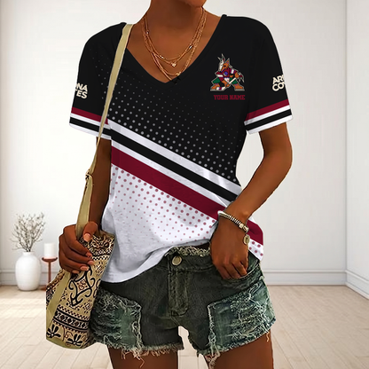 LIMITED EDITION - NEW CUSTOMIZED NHL30 AZC ARIZONA COYOTES V-NECK FEMALE SHIRT