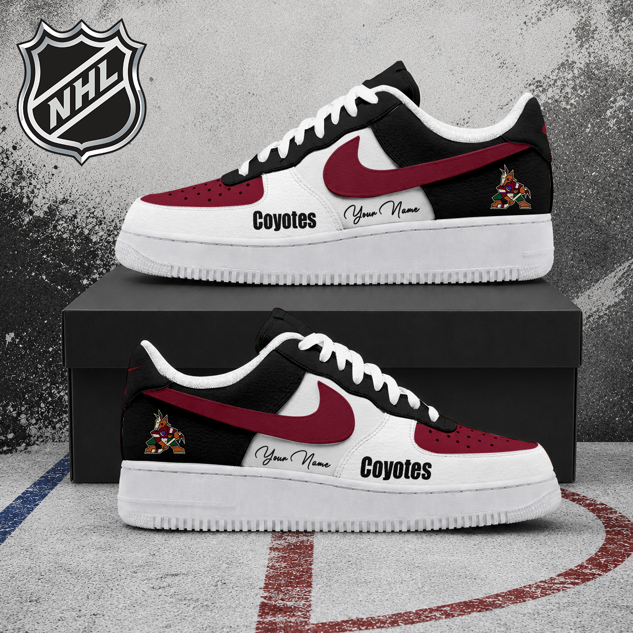FINAL CLEARANCE - NEW CUSTOMIZED NHL30 AZC ARIZONA COYOTES AF1 SHOES