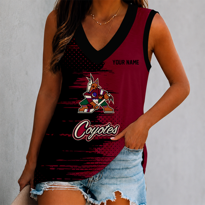 LIMITED EDITION - NEW CUSTOMIZED NHL30 AZC ARIZONA COYOTES WOMEN'S V-NECK TANK TOP