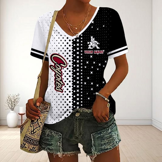 LIMITED EDITION - NEW CUSTOMIZED NHL30 AZC ARIZONA COYOTES V-NECK FEMALE SHIRT