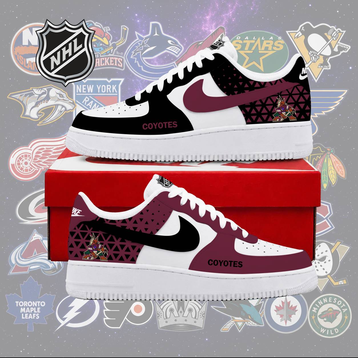 LIMITED EDITION - NEW CUSTOMIZED NHL30 AZC ARIZONA COYOTES AF1 SHOES