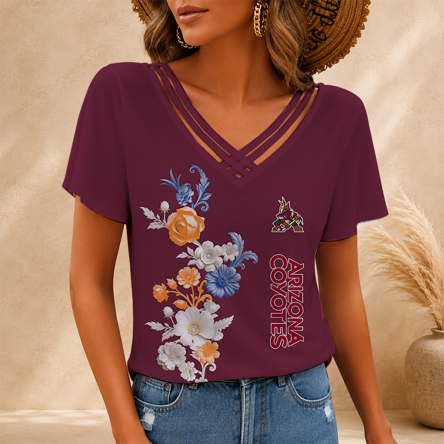 [SUPER SALE] NEW CUSTOMIZED NHL30 AZC ARIZONA COYOTES V-NECK SHIRT