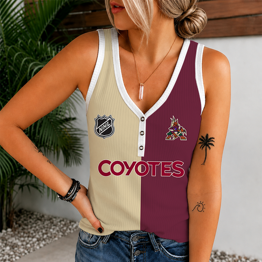 [SUPER SALE] NEW CUSTOMIZED NHL30 AZC ARIZONA COYOTES WOMEN'S V-NECK TANK TOP