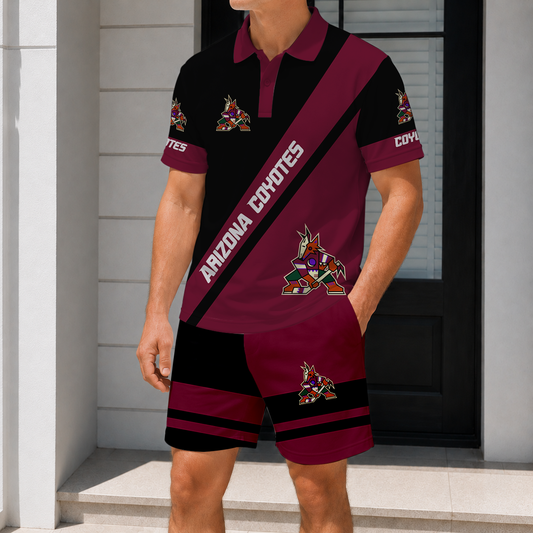 LIMITED EDITION - NEW CUSTOMIZED NHL30 AZC ARIZONA COYOTES POLO & SHORT PANTS SET