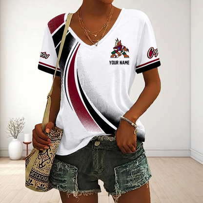 LIMITED EDITION - NEW CUSTOMIZED NHL30 AZC ARIZONA COYOTES V-NECK FEMALE SHIRT