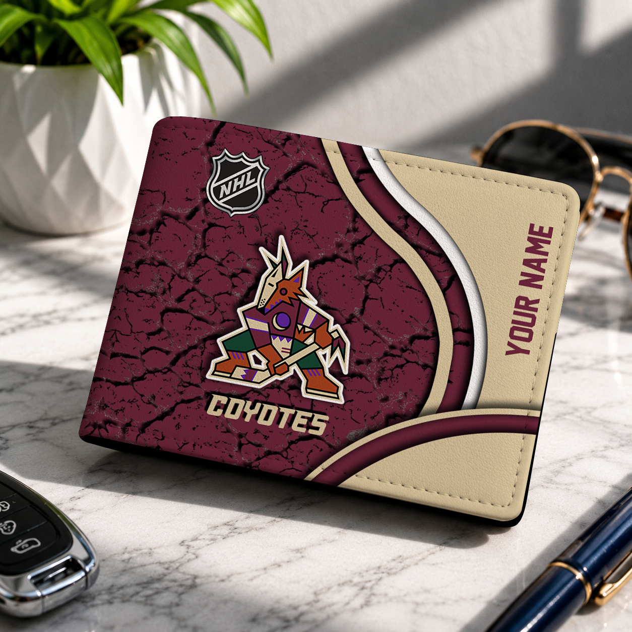 FINAL CLEARANCE - NEW CUSTOMIZED NHL30 AZC ARIZONA COYOTES LEATHER WALLET