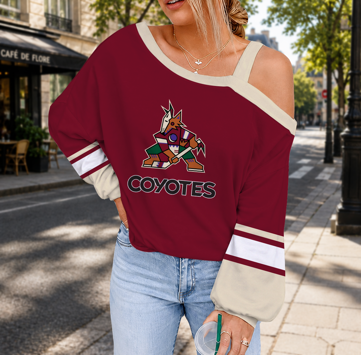 EXCLUSIVE EDITION - NEW CUSTOMIZED NHL30 AZC ARIZONA COYOTES DROP SHOULDER SWEATSHIRT
