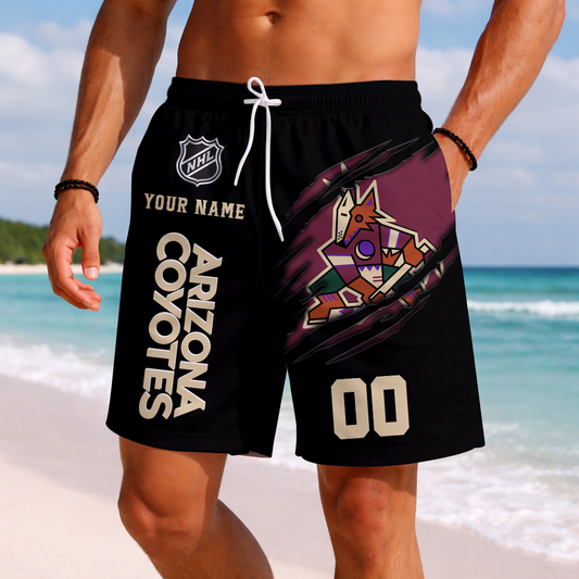 LIMITED EDITION - NEW CUSTOMIZED NHL30 AZC ARIZONA COYOTES SHORT PANTS