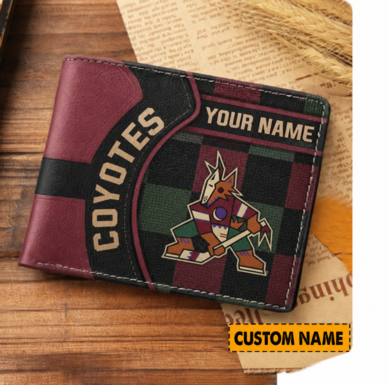 LIMITED EDITION - NEW CUSTOMIZED NHL30 AZC ARIZONA COYOTES LEATHER WALLET