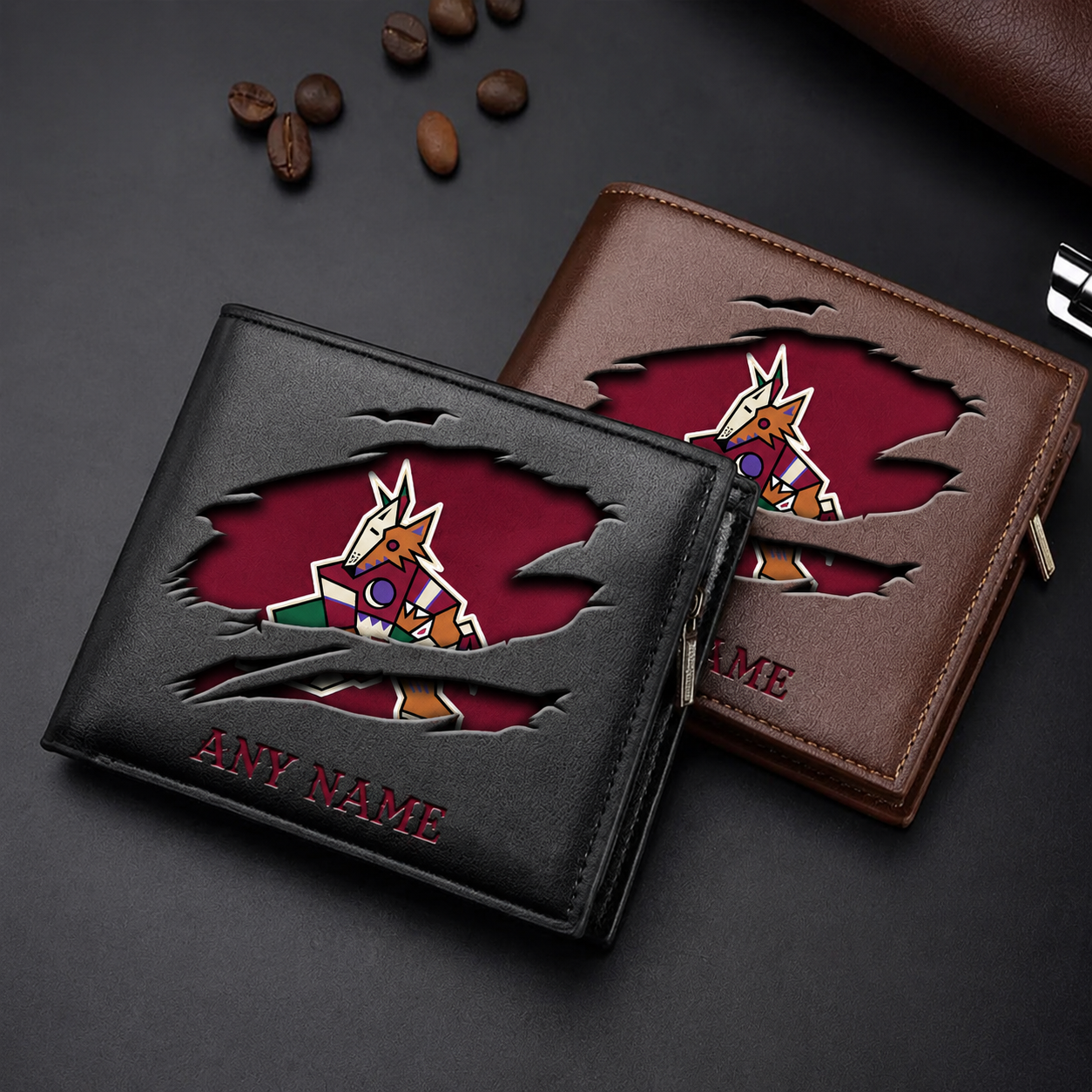 LIMITED EDITION - NEW CUSTOMIZED NHL30 AZC ARIZONA COYOTES LEATHER WALLET