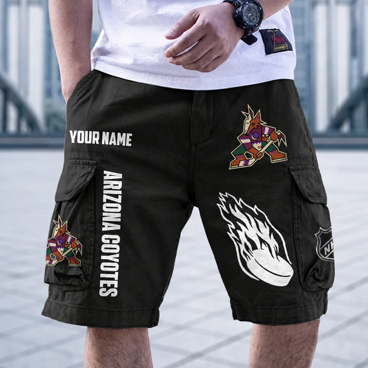 [SUPER SALE] NEW CUSTOMIZED NHL30 AZC ARIZONA COYOTES CARGO SHORTS