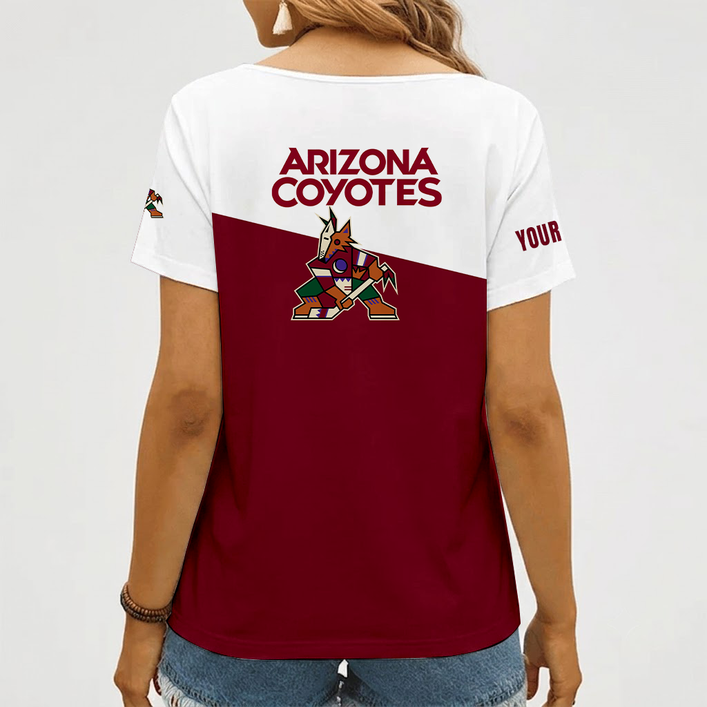 [SUPER SALE] NEW CUSTOMIZED NHL30 AZC ARIZONA COYOTES V-NECK FEMALE SHIRT