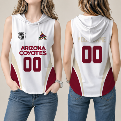 [SUPER SALE] NEW CUSTOMIZED NHL30 AZC ARIZONA COYOTES WOMEN'S SLEEVELESS HOODED POCKET TANK TOP