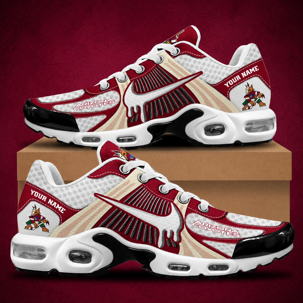 LIMITED EDITION - NEW CUSTOMIZED NHL30 AZC ARIZONA COYOTES AIR MAX PLUS SNEAKERS