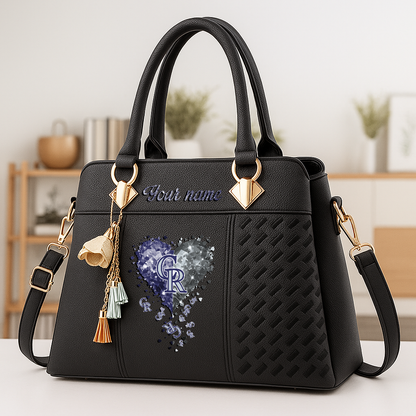 LIMITED EDITION - NEW CUSTOMIZED MLB30 COR COLORADO ROCKIES ZIP HANDBAG MULTICOLOR