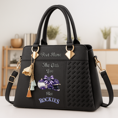 LIMITED EDITION - NEW CUSTOMIZED MLB30 COR COLORADO ROCKIES ZIP HANDBAG MULTICOLOR