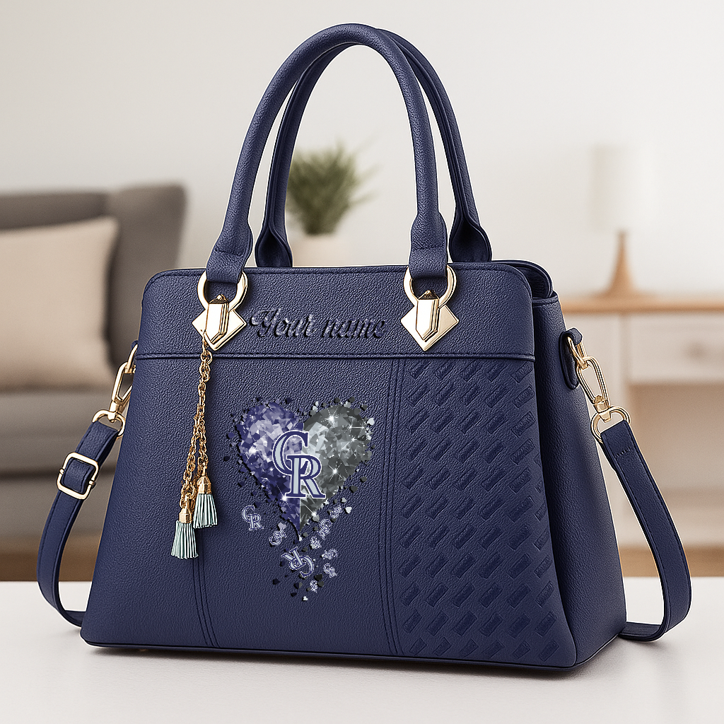 LIMITED EDITION - NEW CUSTOMIZED MLB30 COR COLORADO ROCKIES ZIP HANDBAG MULTICOLOR