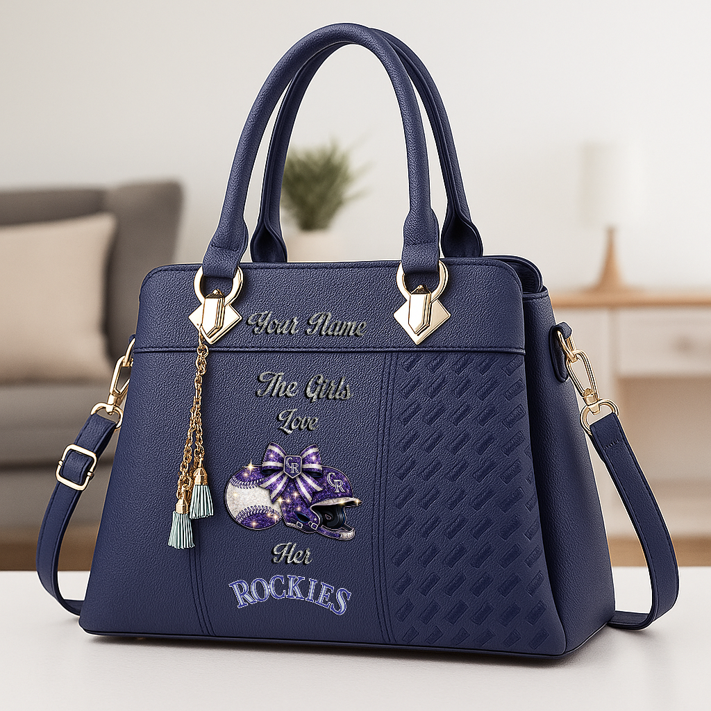 LIMITED EDITION - NEW CUSTOMIZED MLB30 COR COLORADO ROCKIES ZIP HANDBAG MULTICOLOR