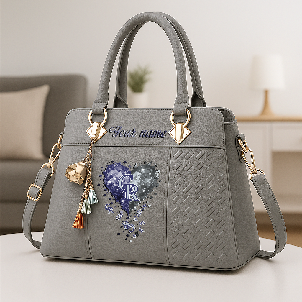 LIMITED EDITION - NEW CUSTOMIZED MLB30 COR COLORADO ROCKIES ZIP HANDBAG MULTICOLOR