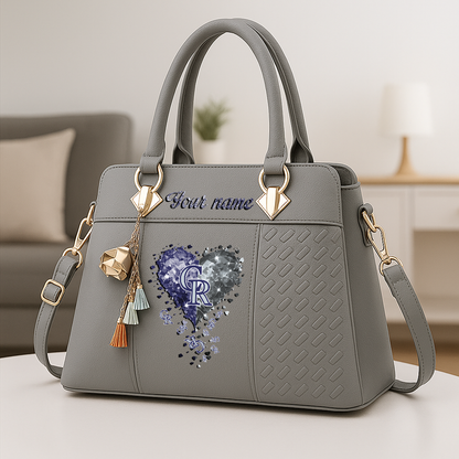 LIMITED EDITION - NEW CUSTOMIZED MLB30 COR COLORADO ROCKIES ZIP HANDBAG MULTICOLOR
