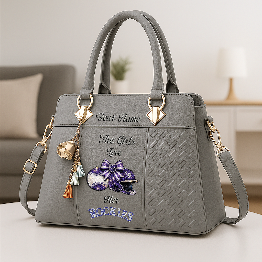LIMITED EDITION - NEW CUSTOMIZED MLB30 COR COLORADO ROCKIES ZIP HANDBAG MULTICOLOR