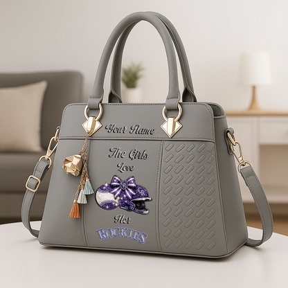 LIMITED EDITION - NEW CUSTOMIZED MLB30 COR COLORADO ROCKIES ZIP HANDBAG MULTICOLOR