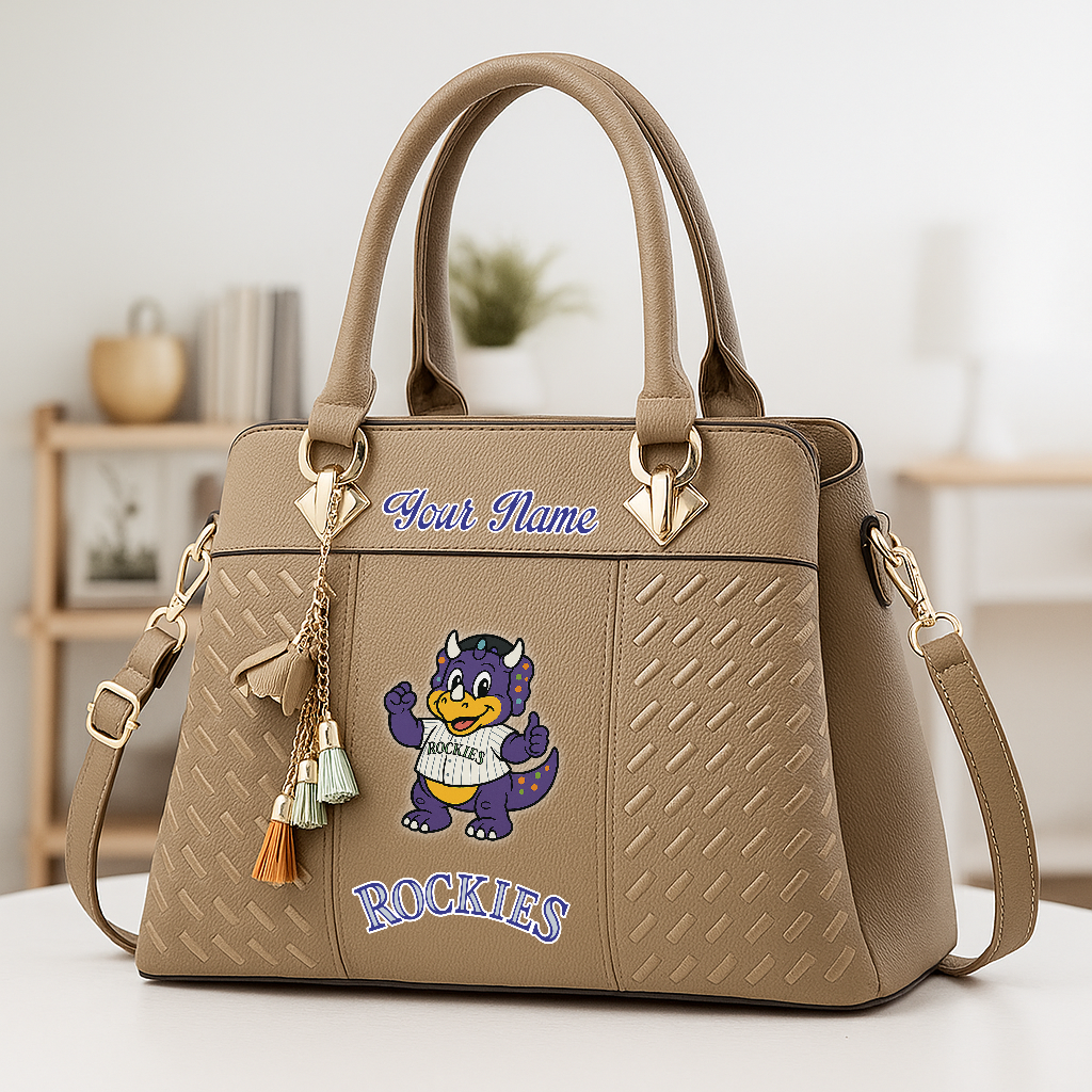LIMITED EDITION - NEW CUSTOMIZED MLB30 COR COLORADO ROCKIES ZIP HANDBAG MULTICOLOR