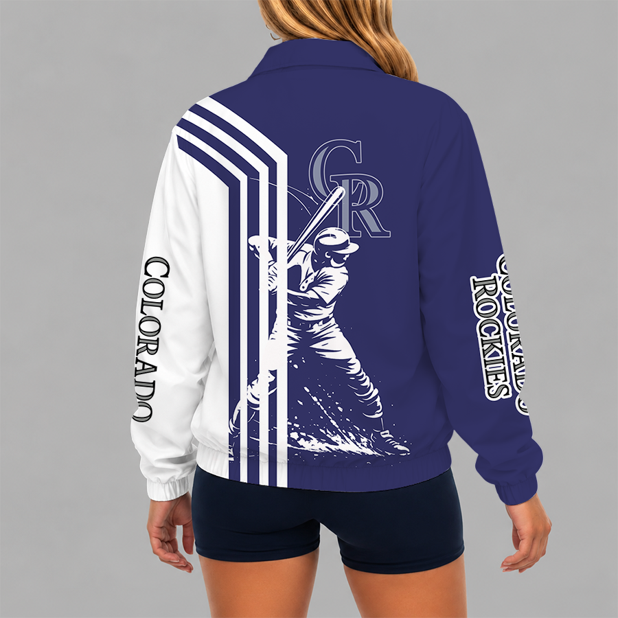 [FLASH SALE] NEW CUSTOMIZED MLB30 COR COLORADO ROCKIES V-NECK ZIPPER SWEATSHIRT JACKET