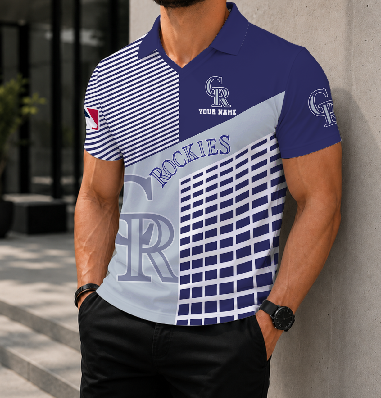 LIMITED EDITION - NEW CUSTOMIZED MLB30 COR COLORADO ROCKIES POLO SHIRT
