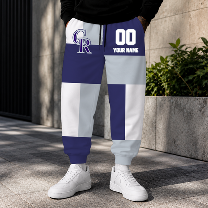 ELITE EDITION - NEW CUSTOMIZED MLB30 COR COLORADO ROCKIES SWEATPANTS