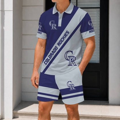 LIMITED EDITION - NEW CUSTOMIZED MLB30 COR COLORADO ROCKIES POLO & SHORT PANTS SET